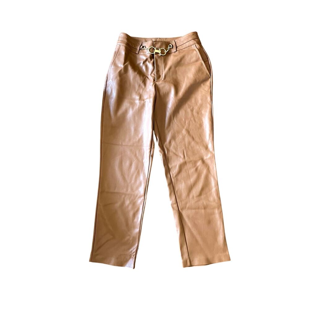 MARC NEW YORK, SIZE 4, BROWN FAUX LEATHER PANTS, STRAIGHT